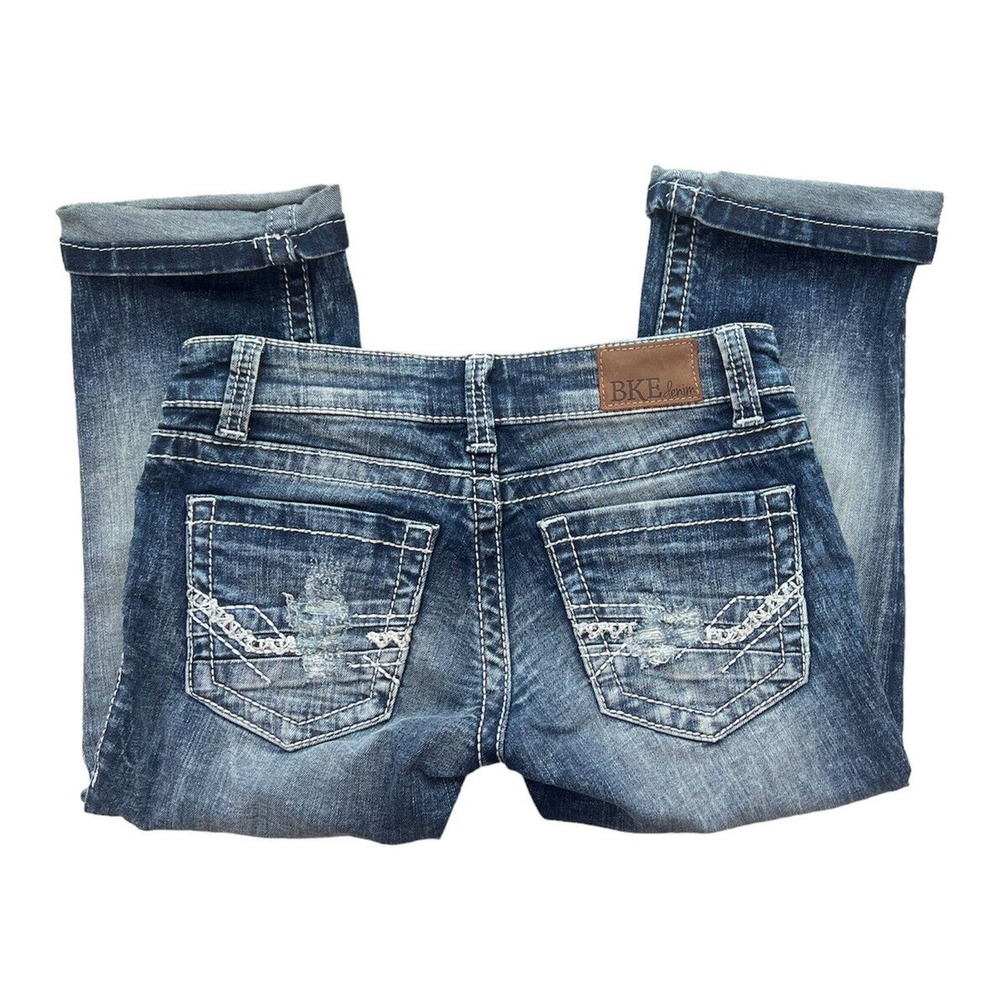 BKE Stella Cropped Jeans Women’s 24 Dark Wash Blue Denim Stretch Low Rise